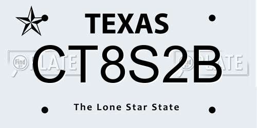 CT8S2B Texas License Plate