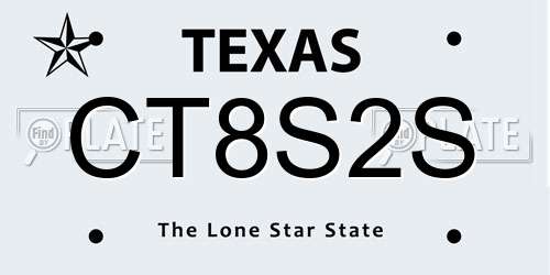 CT8S2S Texas License Plate