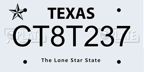 CT8T237 Texas License Plate