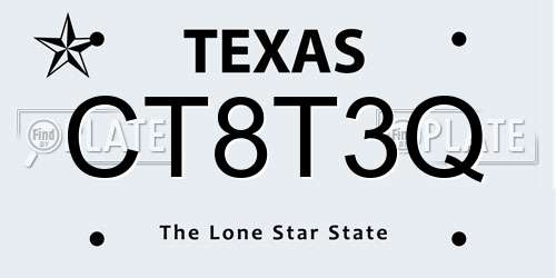 CT8T3Q Texas License Plate