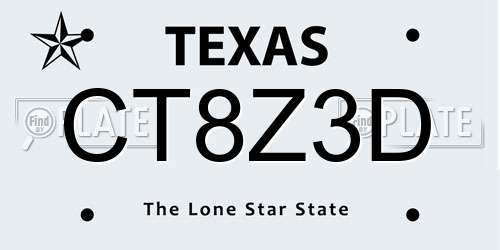 CT8Z3D Texas License Plate