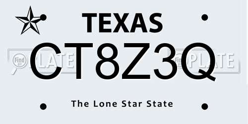CT8Z3Q Texas License Plate