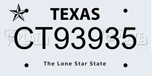 CT93935 Texas License Plate