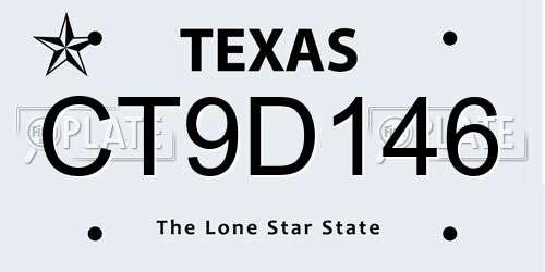 CT9D146 Texas License Plate