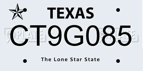 CT9G085 Texas License Plate