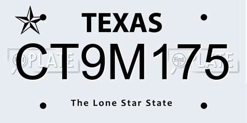 CT9M175 Texas License Plate