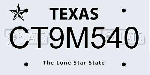 CT9M540 Texas License Plate