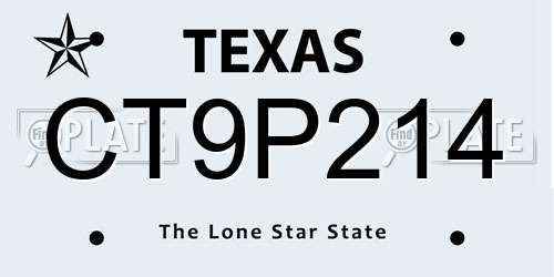 CT9P214 Texas License Plate