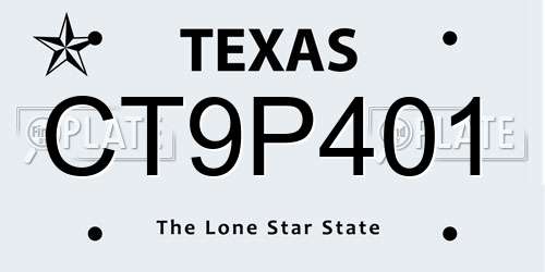 CT9P401 Texas License Plate