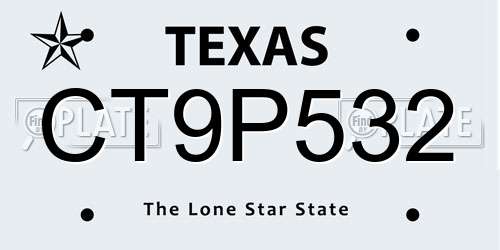 CT9P532 Texas License Plate