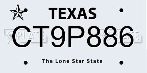 CT9P886 Texas License Plate