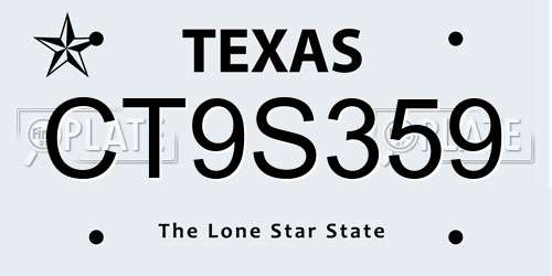 CT9S359 Texas License Plate