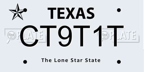CT9T1T Texas License Plate
