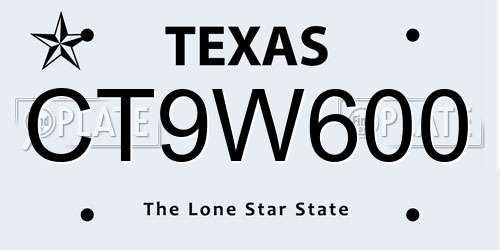 CT9W600 Texas License Plate