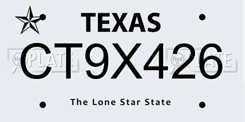 CT9X426 Texas License Plate