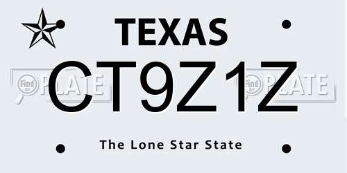CT9Z1Z Texas License Plate