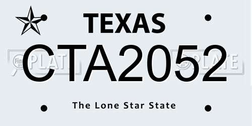 CTA2052 Texas License Plate