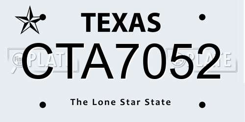 CTA7052 Texas License Plate