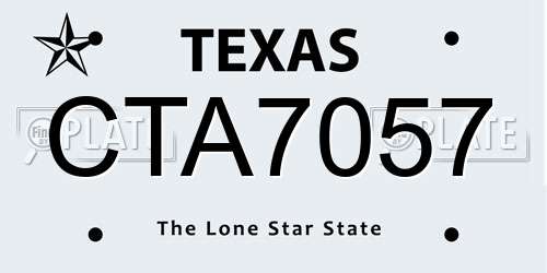 CTA7057 Texas License Plate