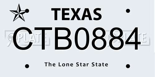 CTB0884 Texas License Plate