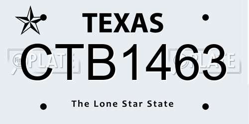 CTB1463 Texas License Plate