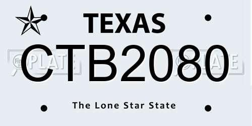 CTB2080 Texas License Plate