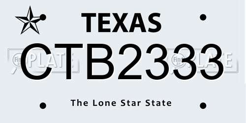 CTB2333 Texas License Plate