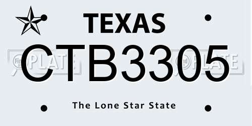CTB3305 Texas License Plate