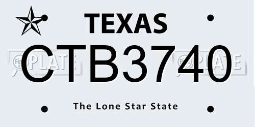 CTB3740 Texas License Plate