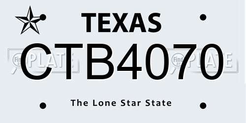 CTB4070 Texas License Plate
