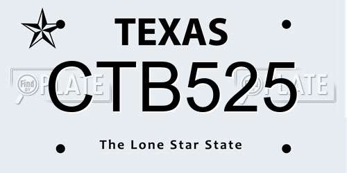 CTB525 Texas License Plate
