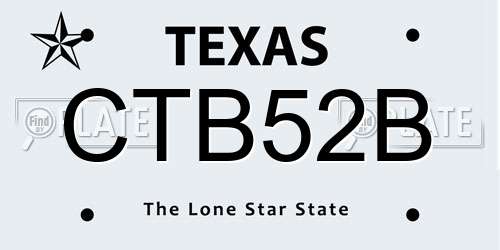 CTB52B Texas License Plate