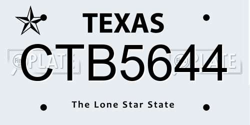 CTB5644 Texas License Plate
