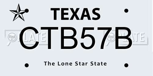 CTB57B Texas License Plate