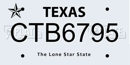 CTB6795 Texas License Plate