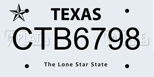 CTB6798 Texas License Plate