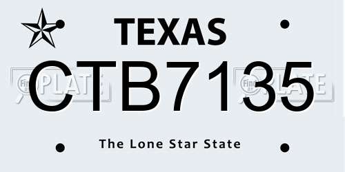 CTB7135 Texas License Plate