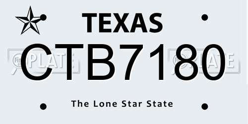 CTB7180 Texas License Plate