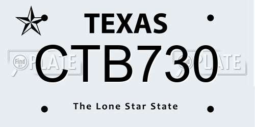 CTB730 Texas License Plate