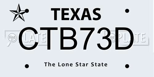 CTB73D Texas License Plate