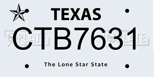CTB7631 Texas License Plate