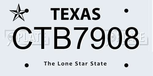 CTB7908 Texas License Plate