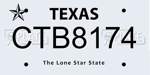 CTB8174 Texas License Plate