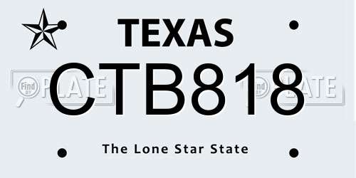CTB818 Texas License Plate