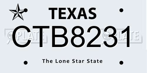 CTB8231 Texas License Plate