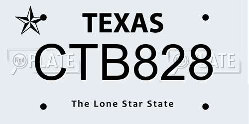CTB828 Texas License Plate