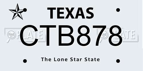 CTB878 Texas License Plate