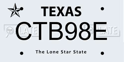 CTB98E Texas License Plate