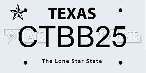 CTBB25 Texas License Plate