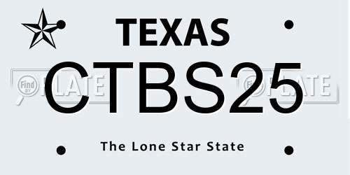 CTBS25 Texas License Plate